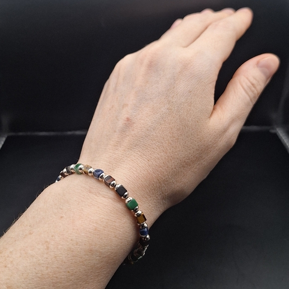 Silpada B0817 Mixed Natural Stone Beaded Bracelet .925 MEX Toggle *comfortable - Picture 6 of 7